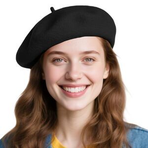 3329 French Breathable Solid Color Wool Beret Hats,artist Painter Beanie Hat
